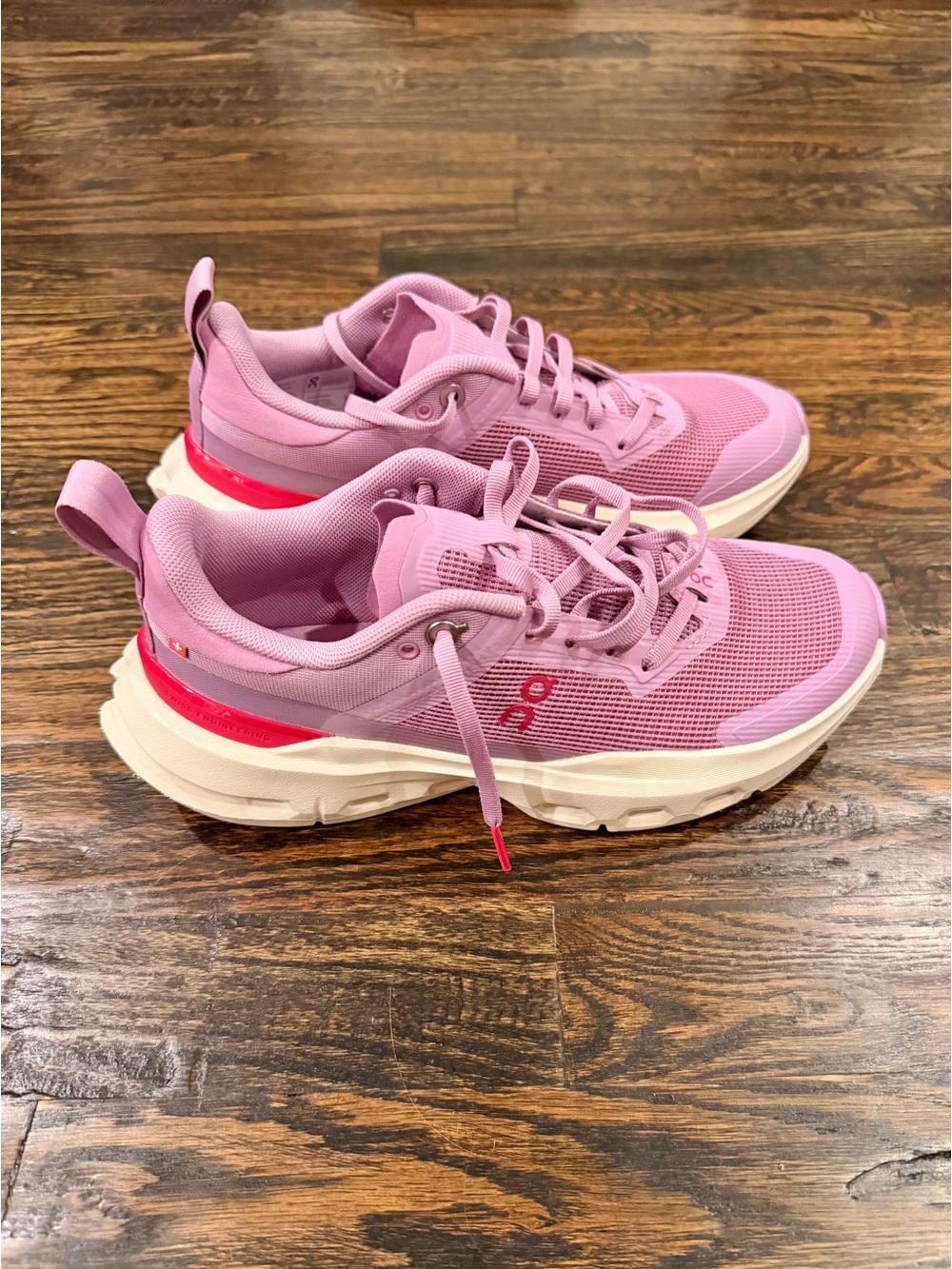 On Running Women’s Pink and White Cloud Athletic Sneakers NWOB